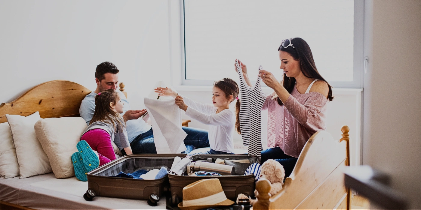 Family packing together for a Kinabatangan River trip,