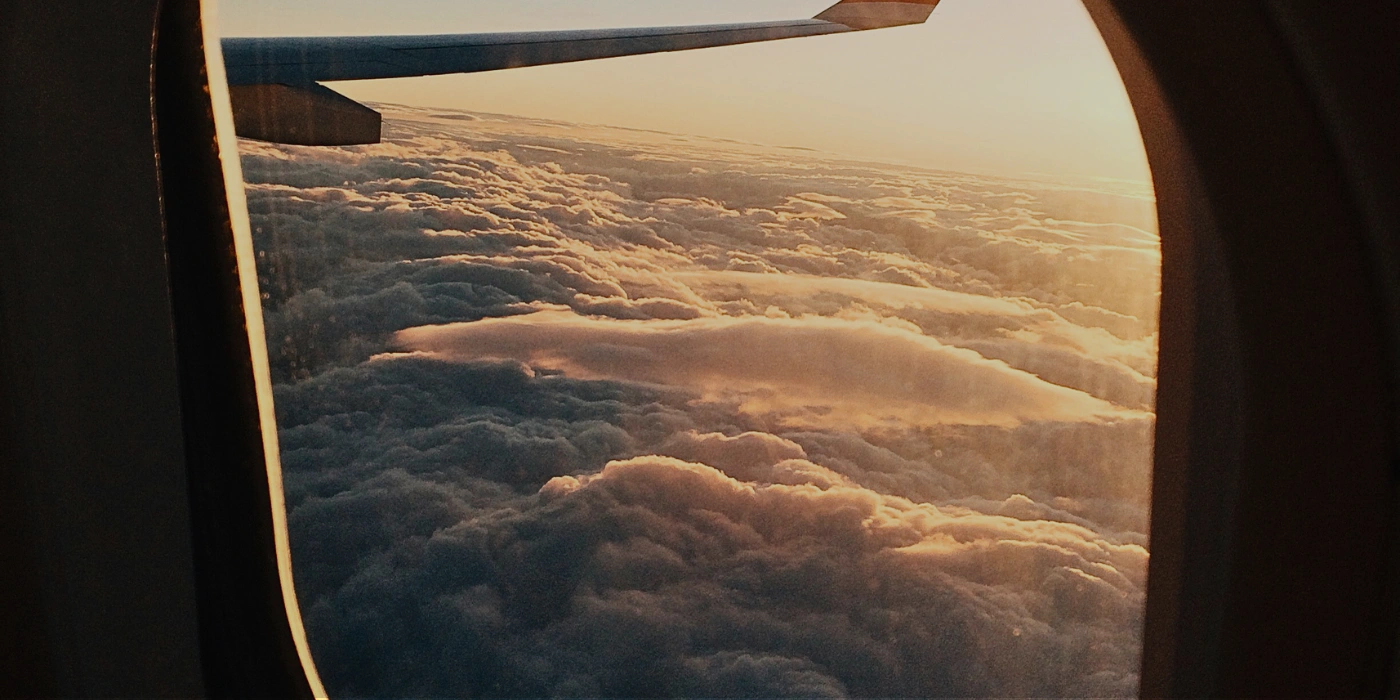 Window view from the plane approaching sandakan, the main access point to Kinabatangan River in Sabah, Malaysia